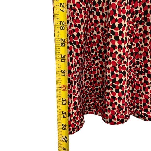 Evan Picone Black Label Tan Red Polka Dots Dress Short Sleeve Mini Dress V-neck - Picture 4 of 7